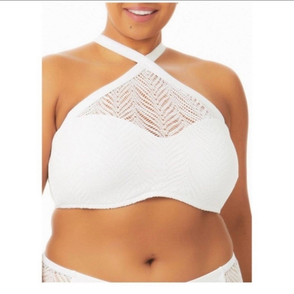 Time and Tru White Crochet High Neck Halter Top size 3X